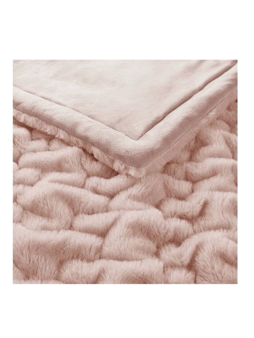 Madison Park Ruched Fur Faux Fur Throw Blanket Pink 50x60 Polyester OEKO-TEX